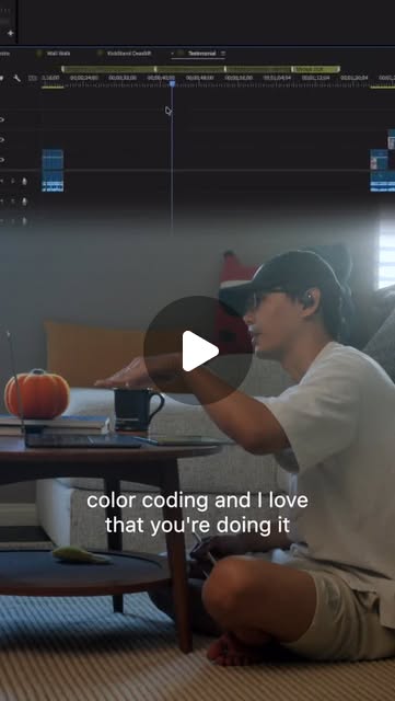 David discussing working with an editor, with an editing timeline shown above